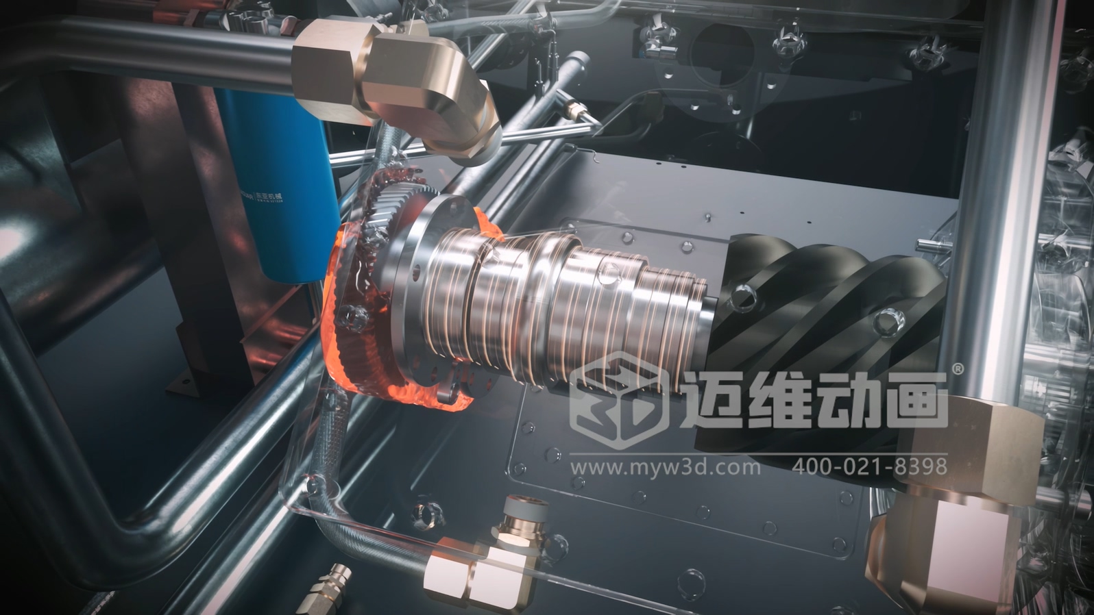 解密無(wú)油螺桿壓縮機(jī)！邁維動(dòng)畫(huà)用3D技術(shù)激活工業(yè)機(jī)械的可視化力量(圖3)